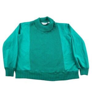 Vintage Goolagong Sport Sweatshirt Women M Green Tennis Turtleneck Ribbed Texure